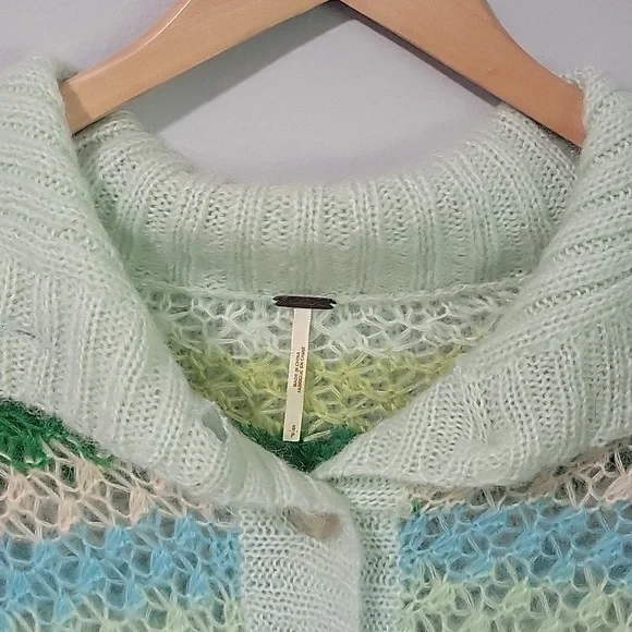Womens Free People green, blue, pink, button down sweater in size small - Picture 2 of 7